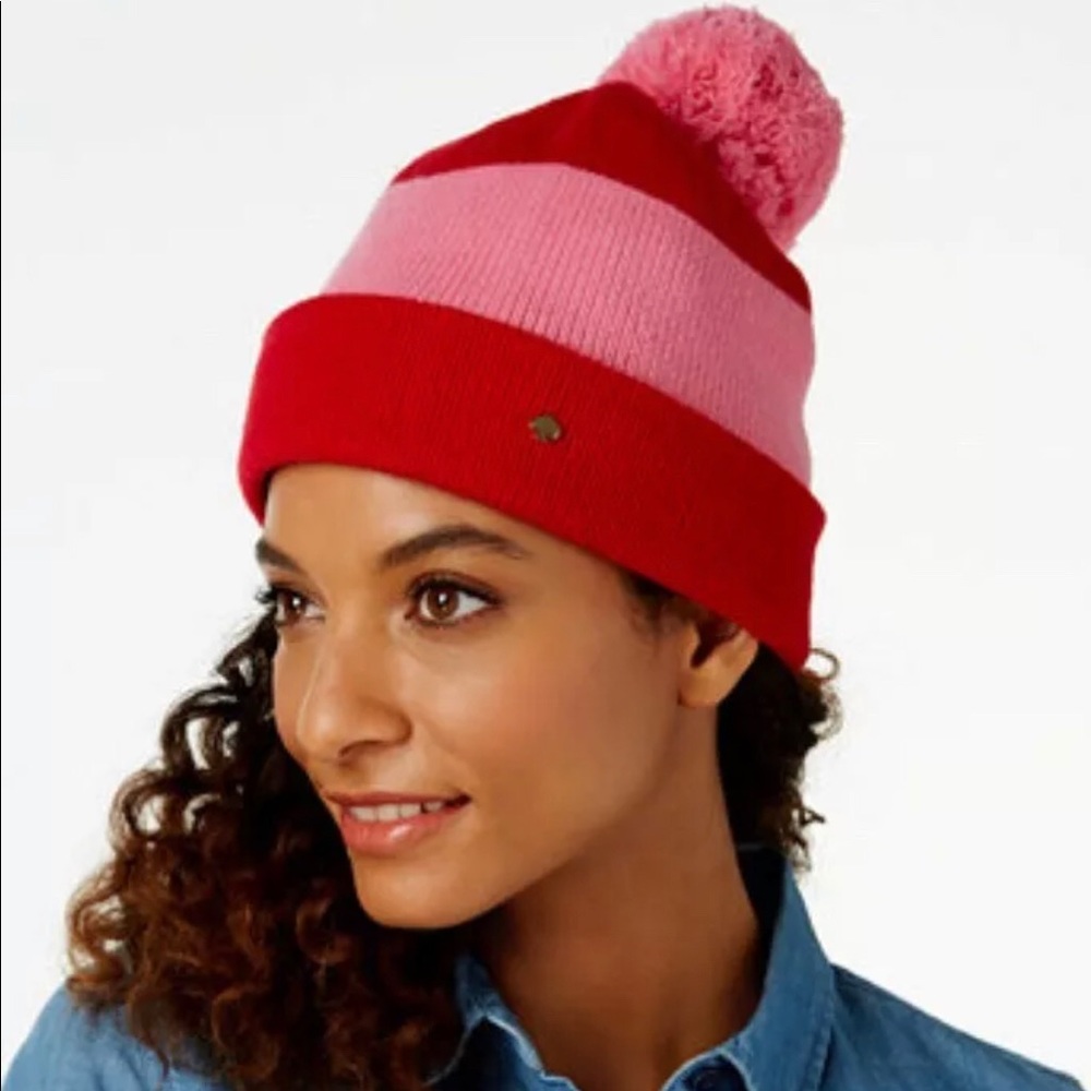 Kate Spade New York Colorblock Beanie Red One Size